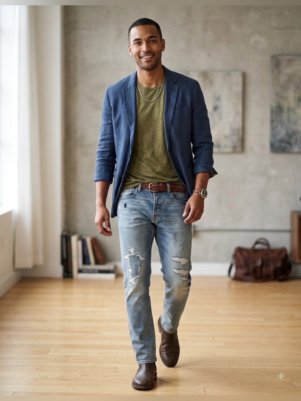 Scotch & Soda "The Zee" Distressed Button Fly Jeans 36x32 Stitch Detail Denim